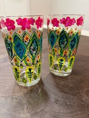 Gorgeous Hand-Painted Floral Glasses